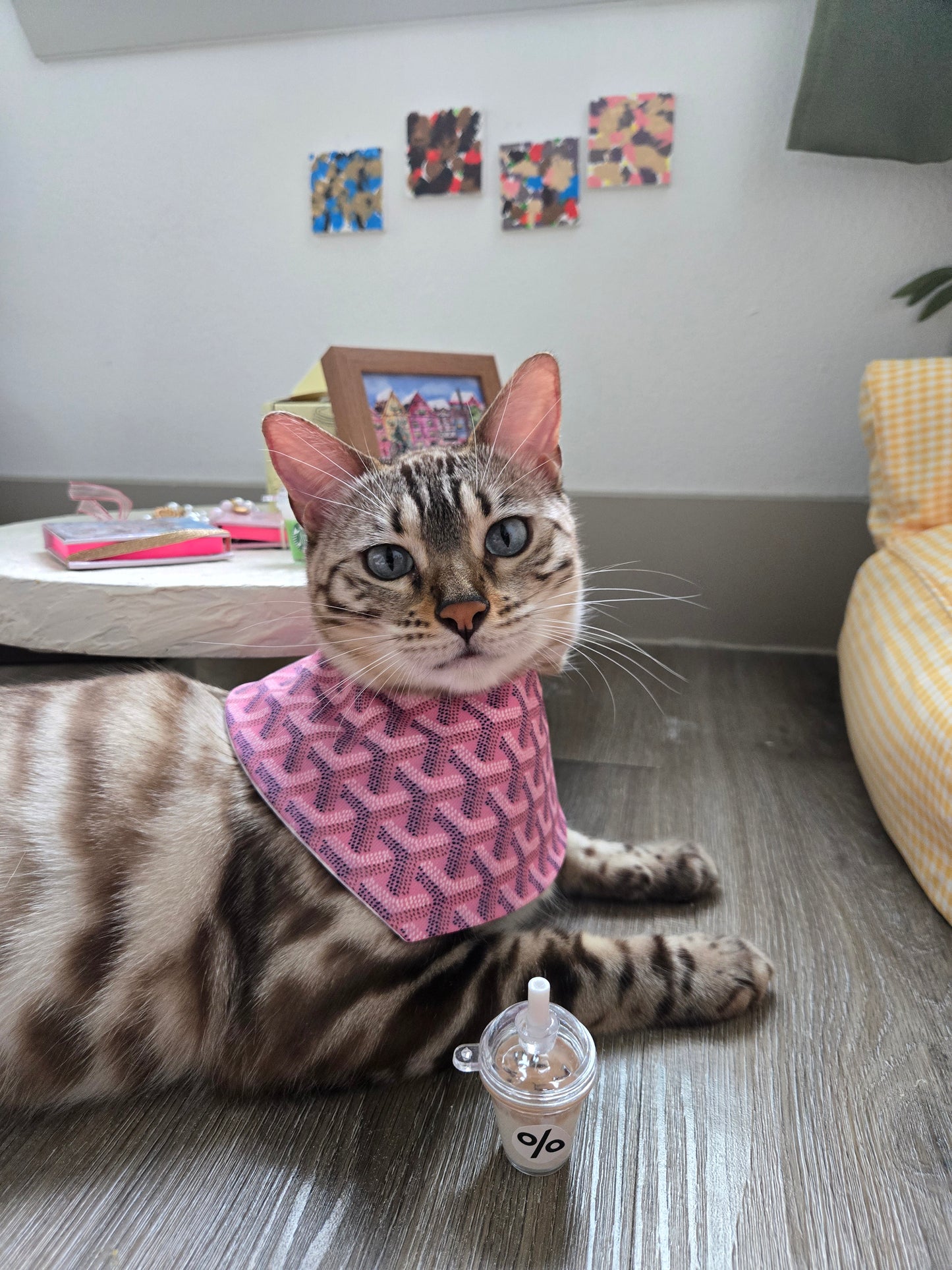 Grrryard Pink Pet Bandana (reversible 4-way wear)