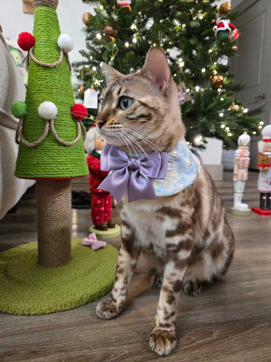 Silk Glacier Bow Collar Pet Bandana