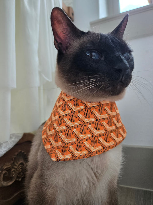 Grrryard Orange Pet Bandana (reversible 4-way wear)