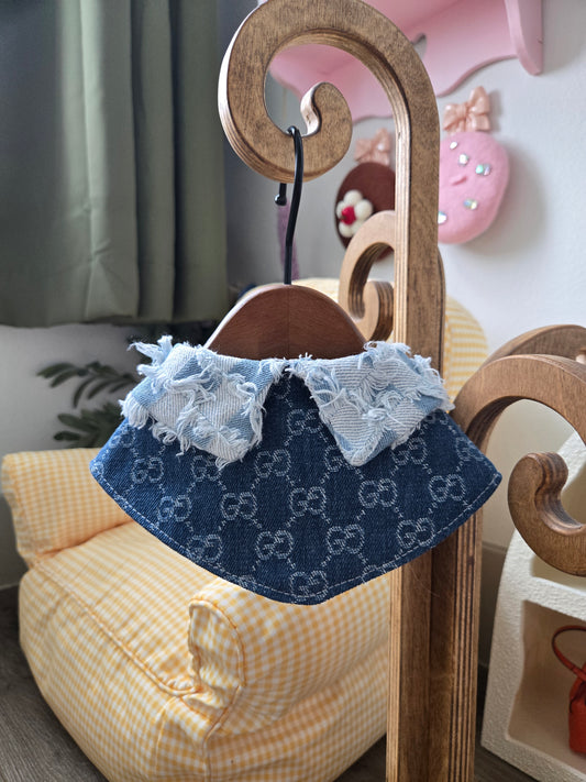 Le Denim Bleu Pet Bandana (reversible 4-way wear)