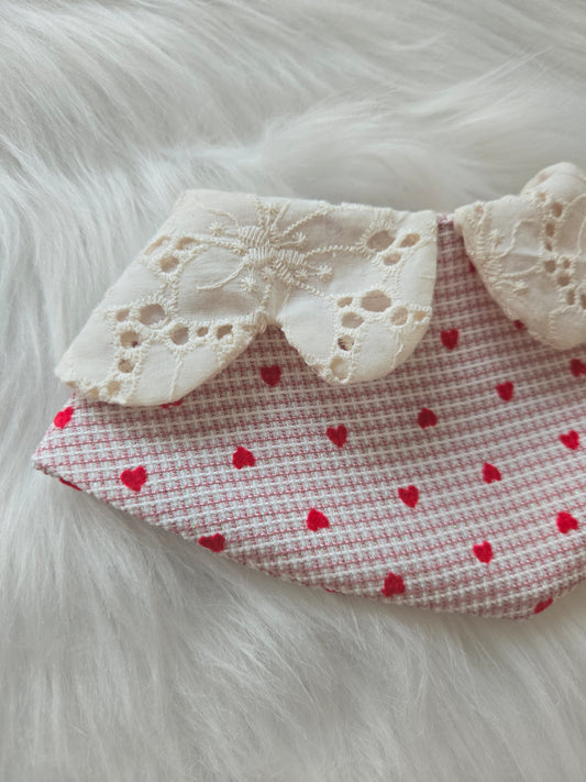 Little Hearts Lace Pet Bandana (2-way wear)