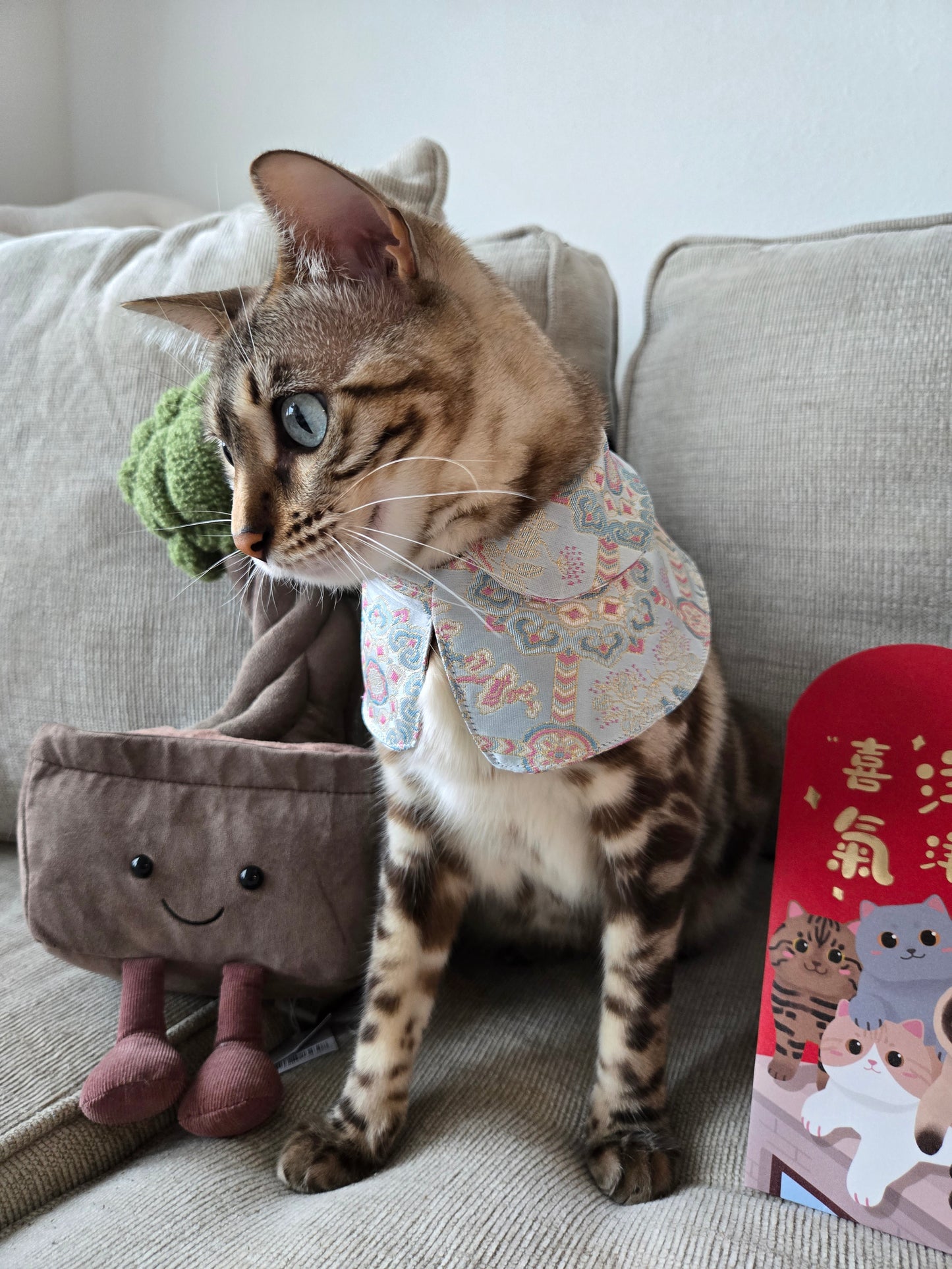 Dynasty Pavilion Silk Pet Bandana (reversible)