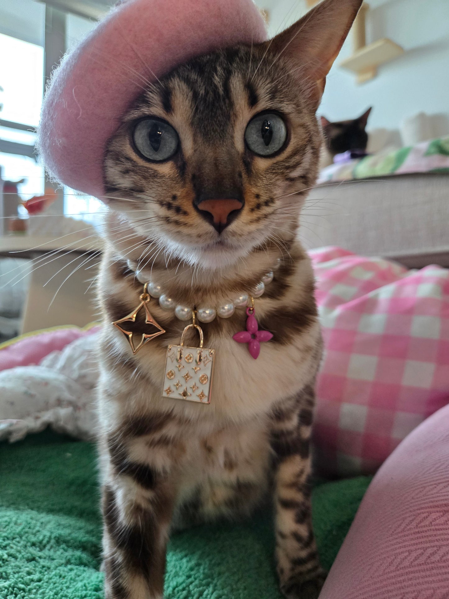 Louis Meowton White Pet Necklace