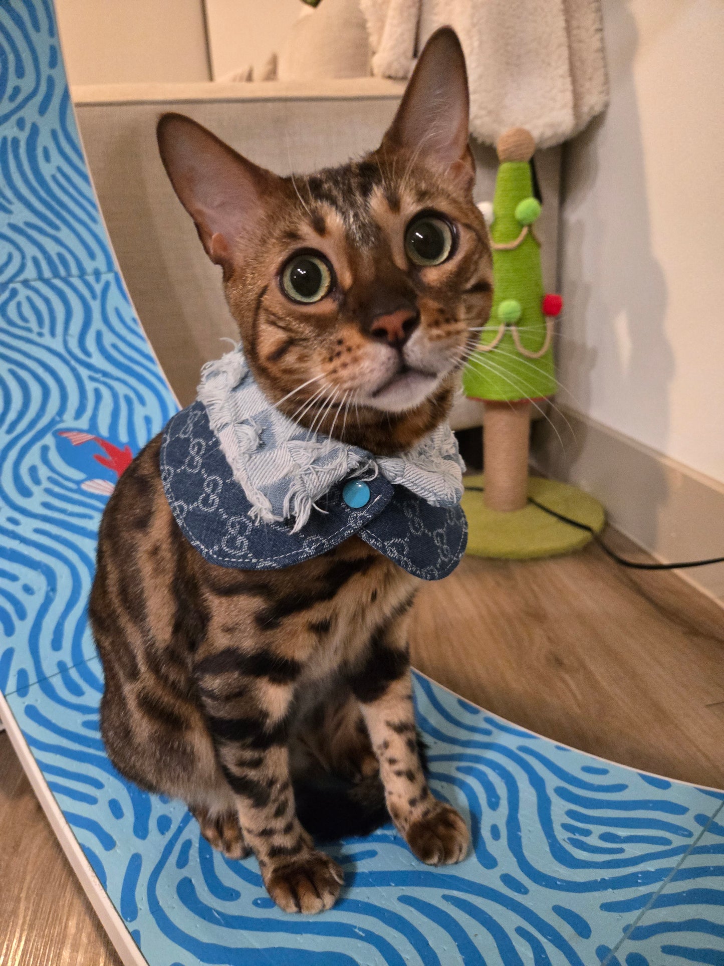 Le Denim Bleu Pet Bandana (reversible 4-way wear)