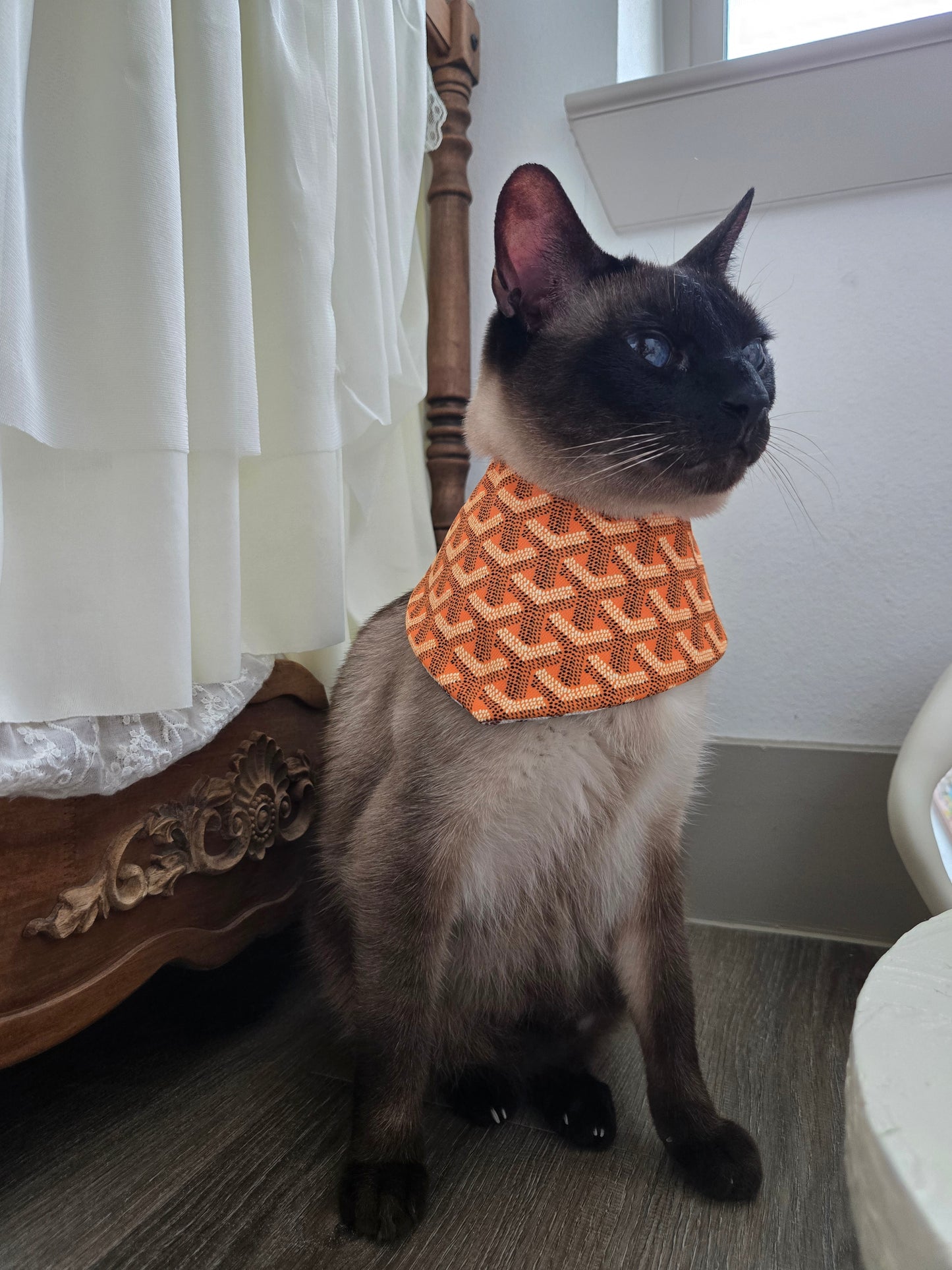 Grrryard Orange Pet Bandana (reversible 4-way wear)