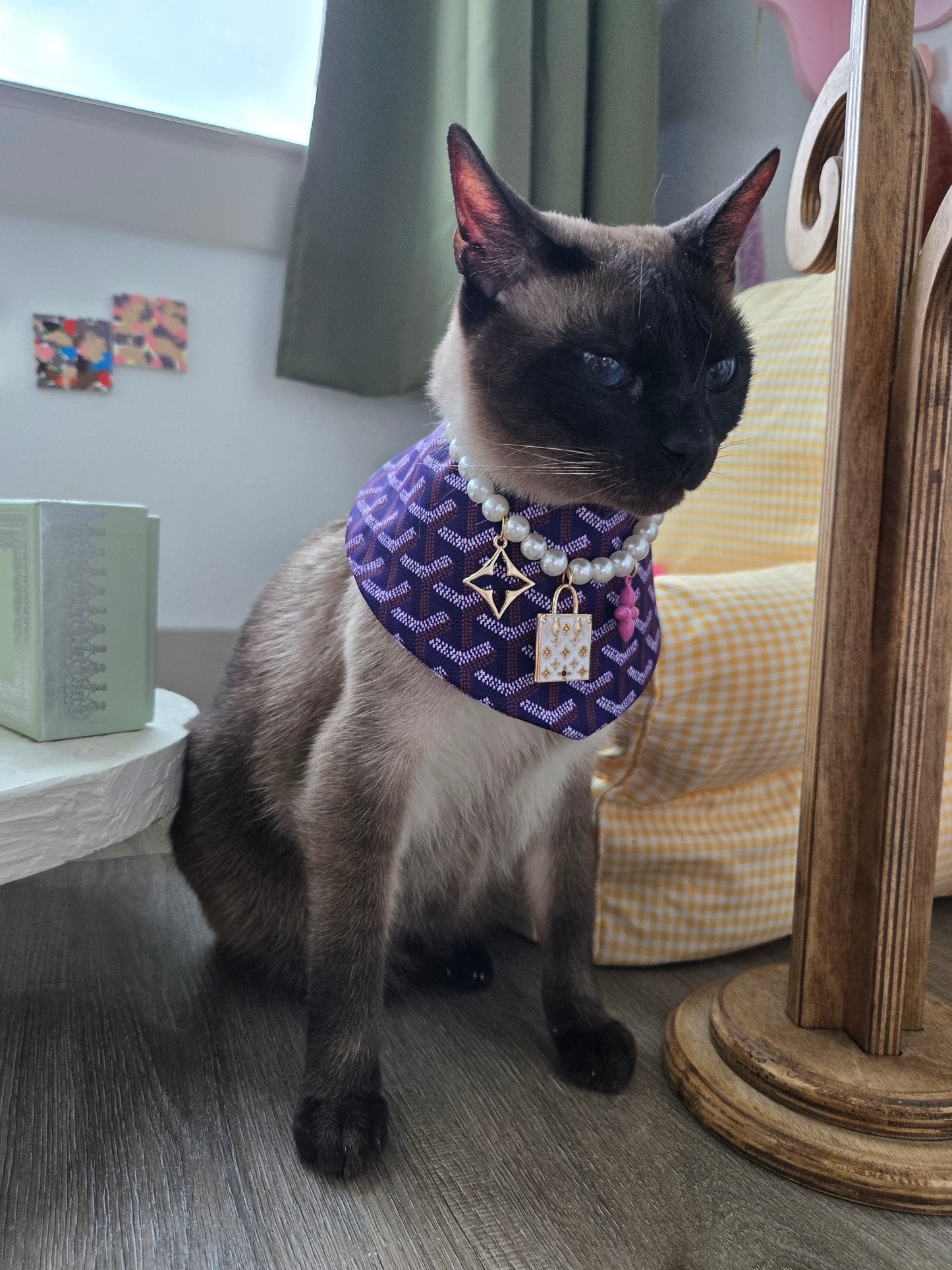 Grrryard Purple Pet Bandana (reversible 4-way wear)