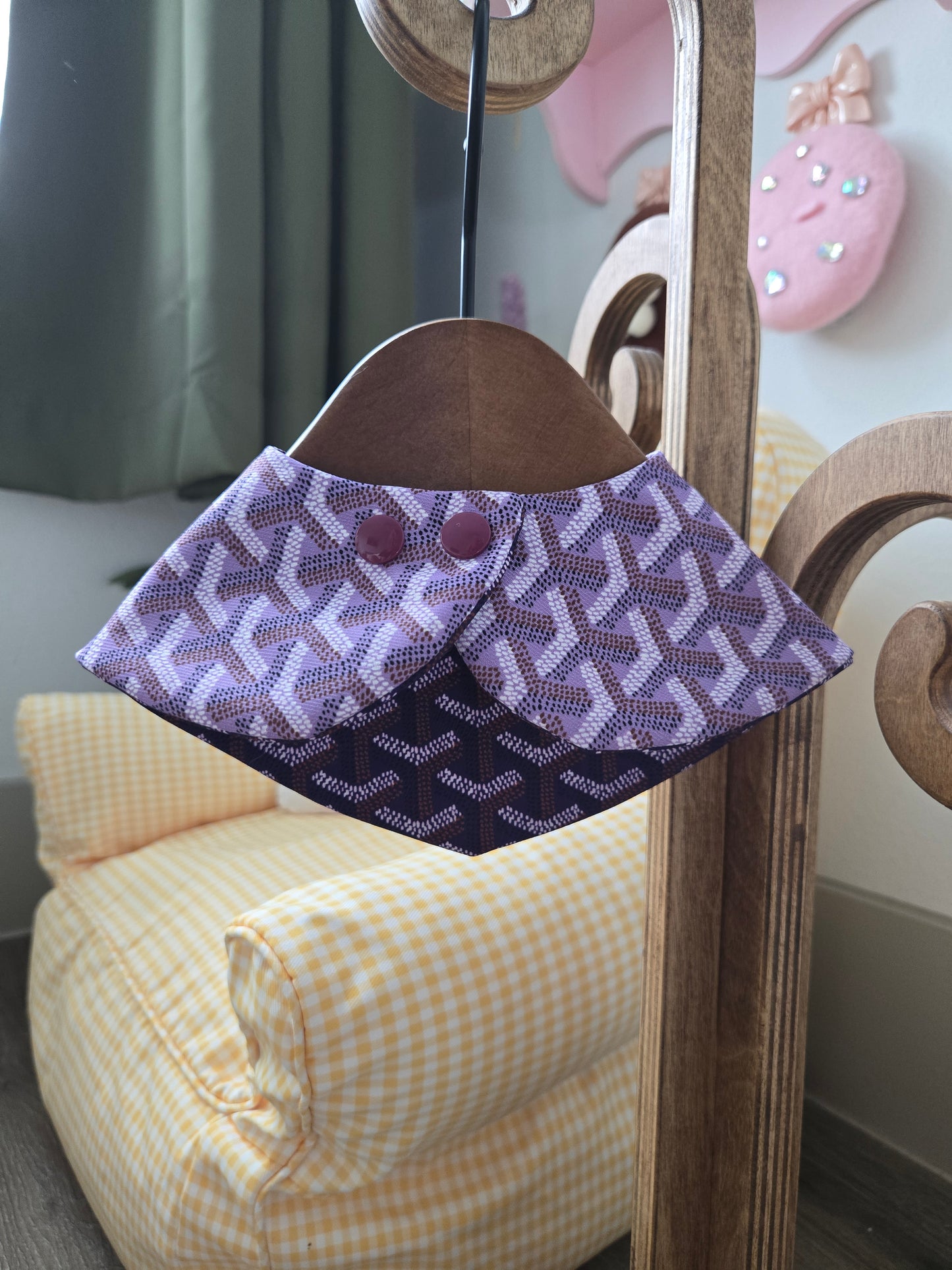 Grrryard Purple Pet Bandana (reversible 4-way wear)