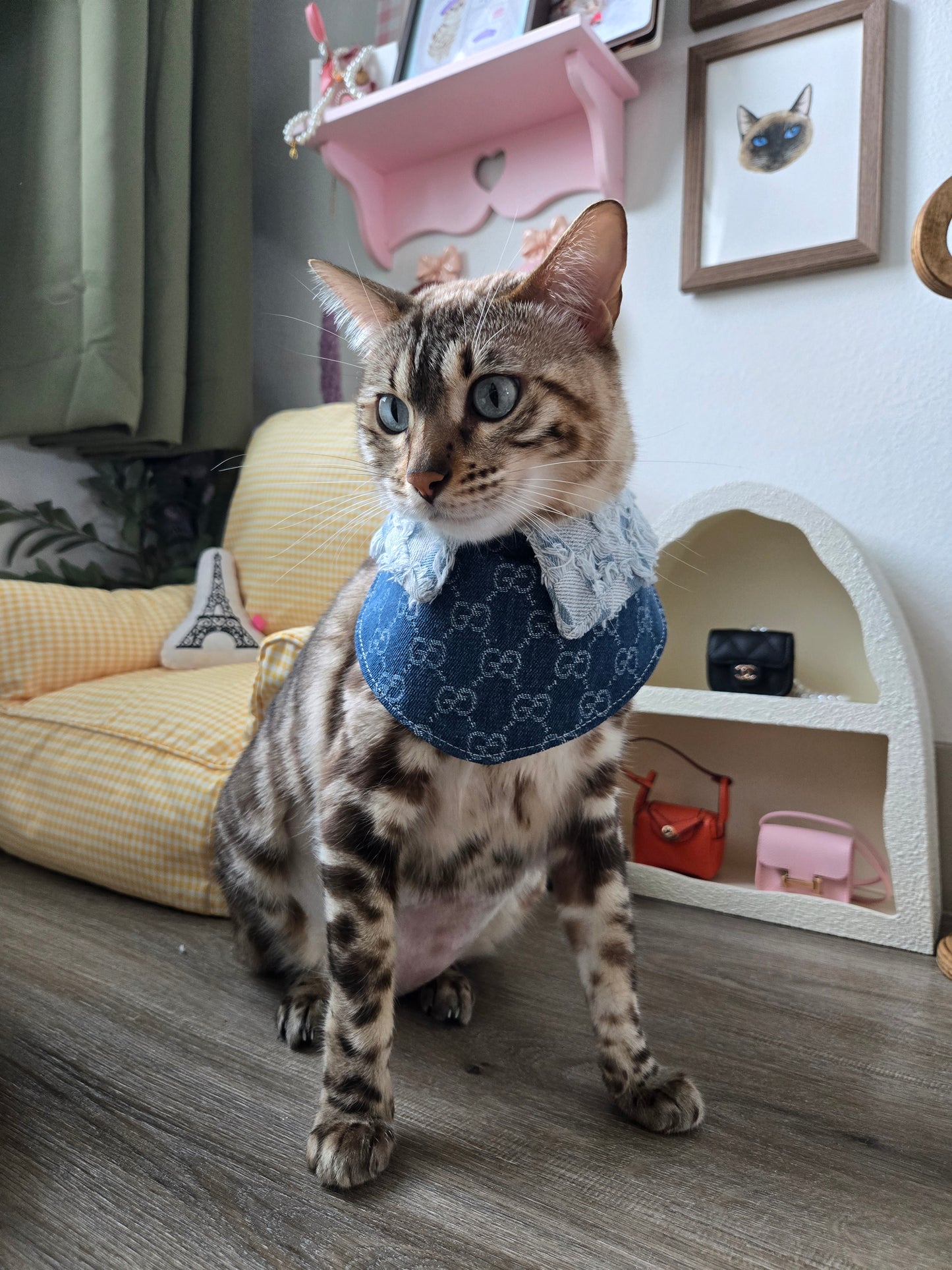 Le Denim Bleu Pet Bandana (reversible 4-way wear)