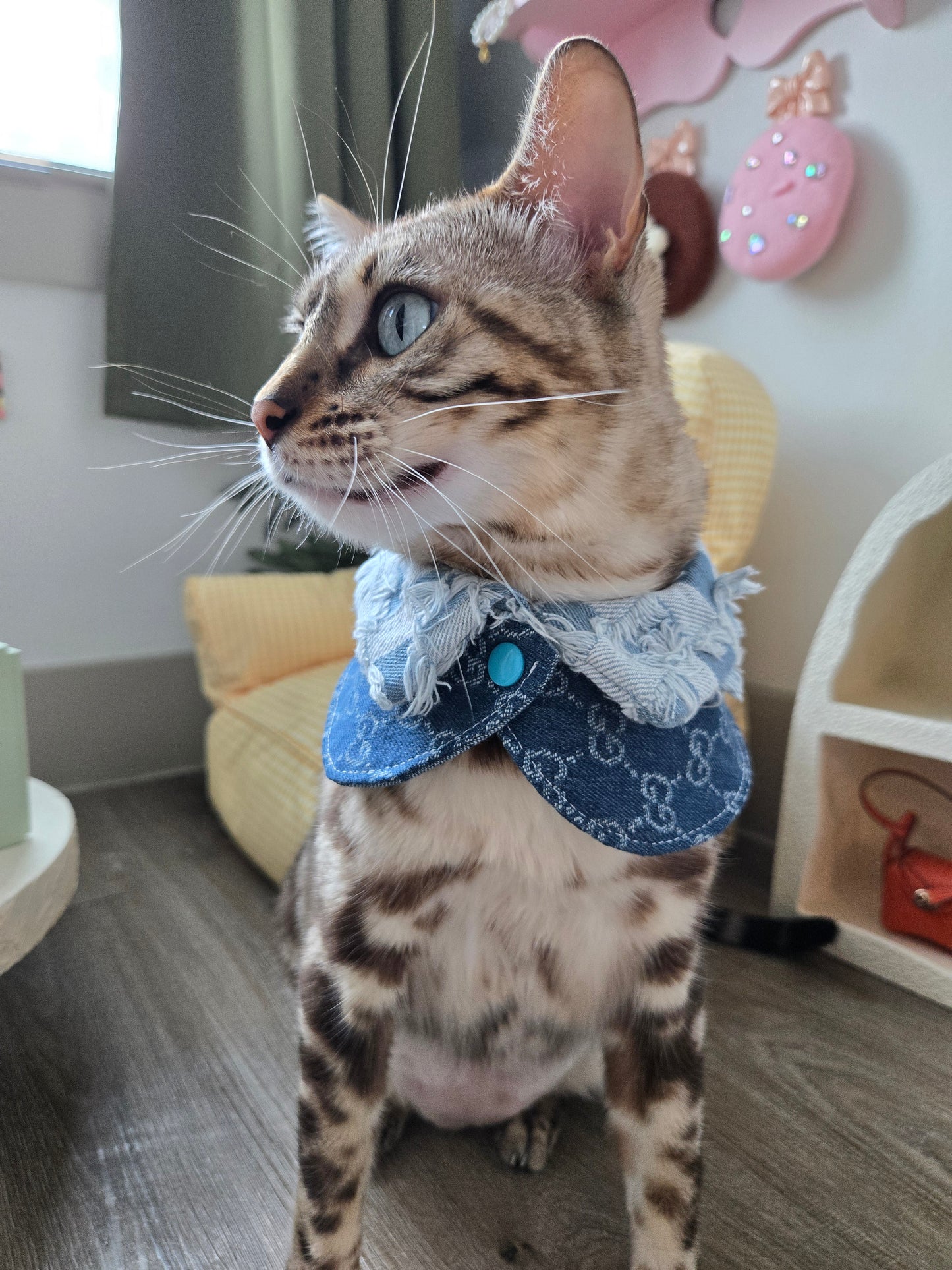 Le Denim Bleu Pet Bandana (reversible 4-way wear)