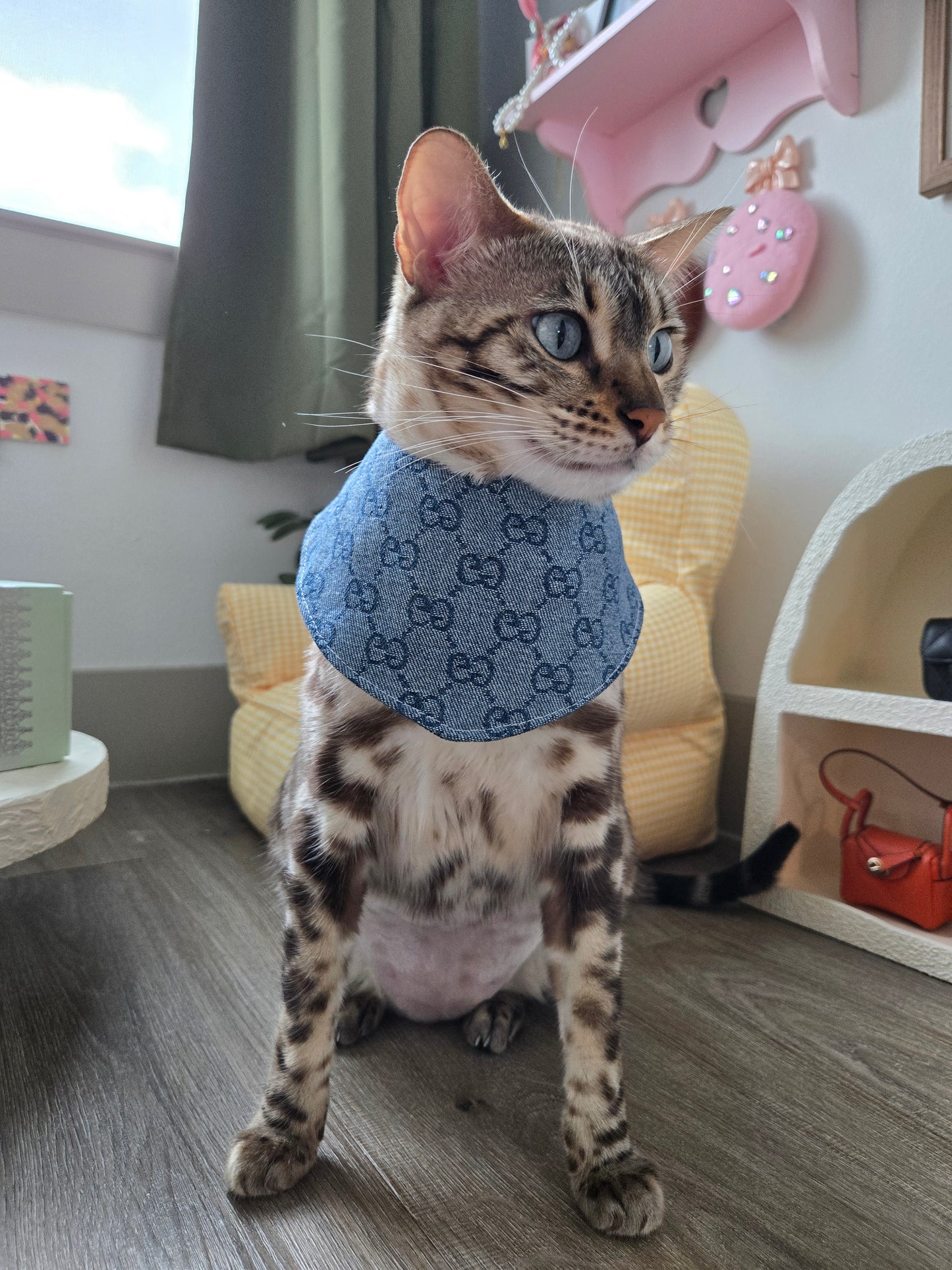 Le Denim Bleu Pet Bandana (reversible 4-way wear)
