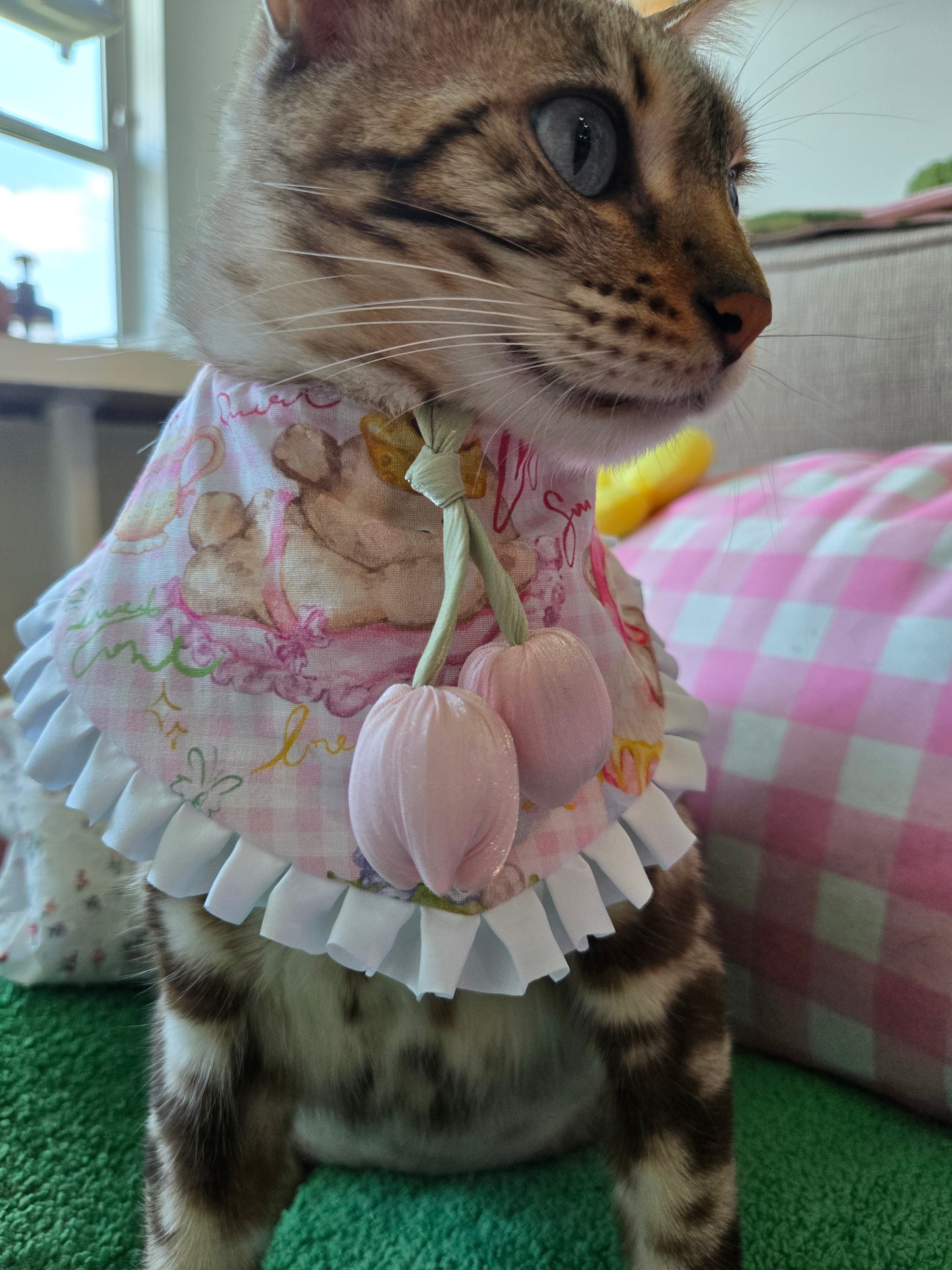 Tulip Garden Pet Bandana (reversible 4-way wear)